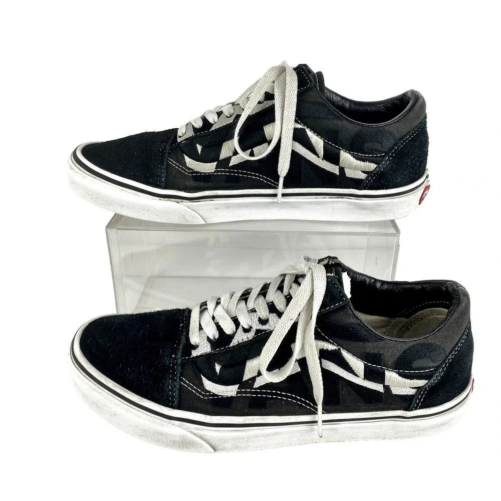 Vans Suede Tennis Shoes 7.5 Men, 9 Women Old Skool Statement Black Suede Leather